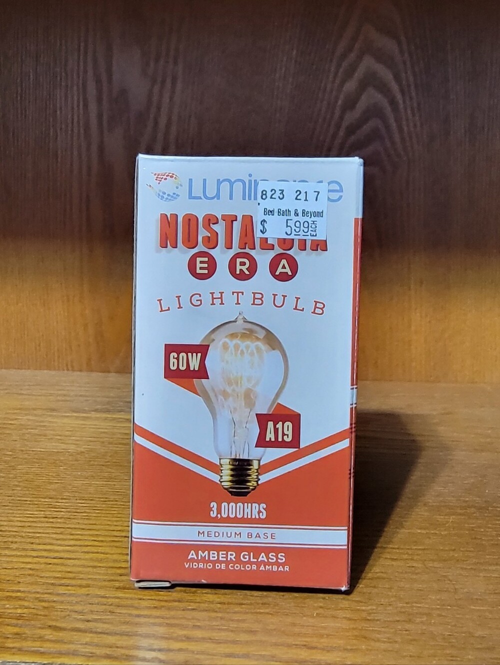 Nostalgic Era A19 Amber Glass Lightbulb - 60W
